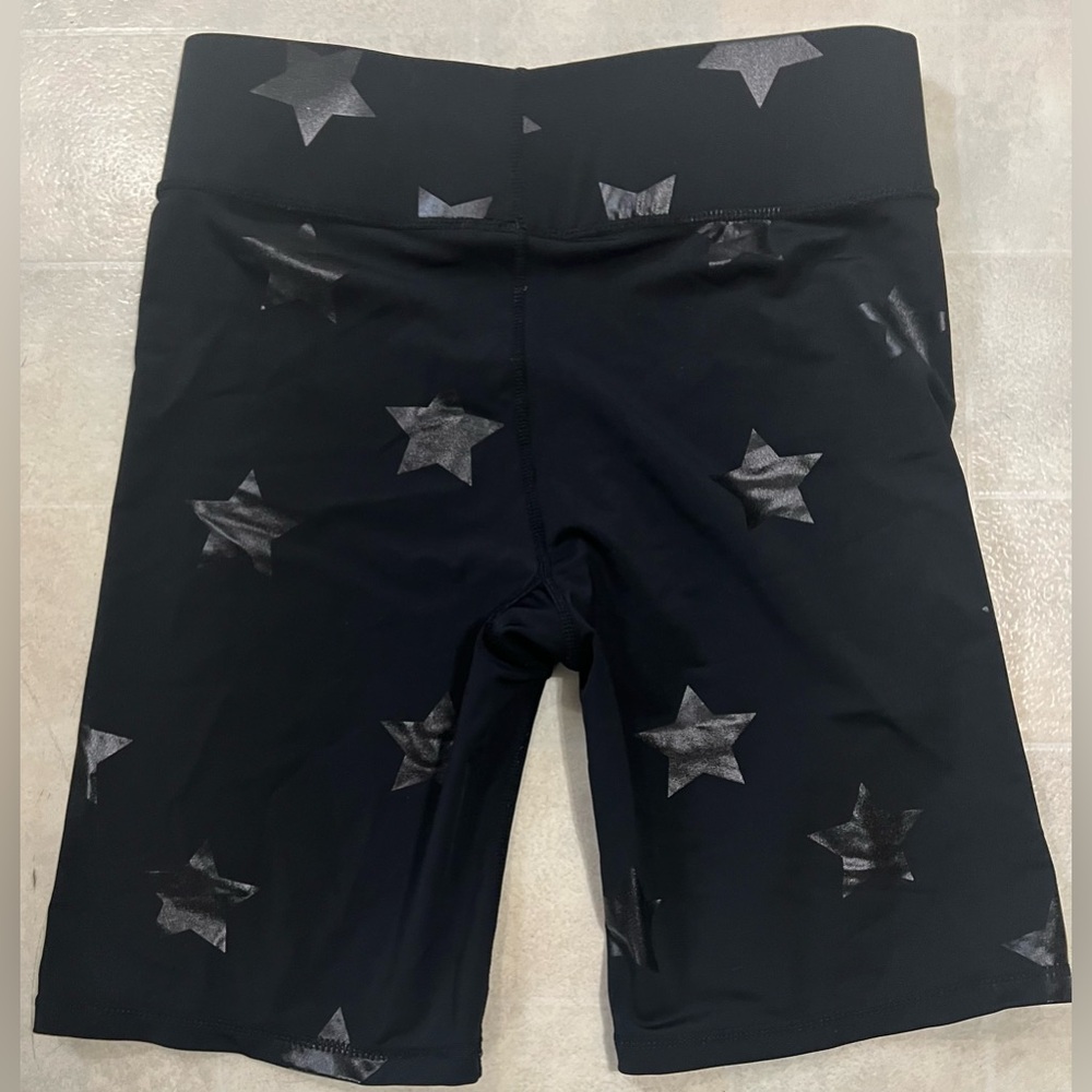 Terez Black Tonal Star Foil UpLift Bike Shorts